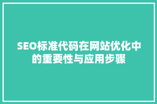 SEO标准代码在网站优化中的重要性与应用步骤