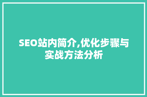 SEO站内简介,优化步骤与实战方法分析 搜狗优化
