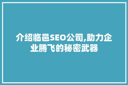 介绍临邑SEO公司,助力企业腾飞的秘密武器