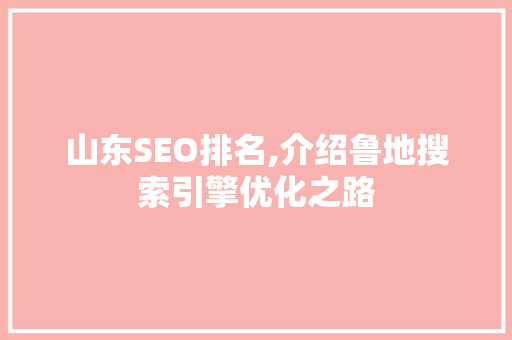 山东SEO排名,介绍鲁地搜索引擎优化之路
