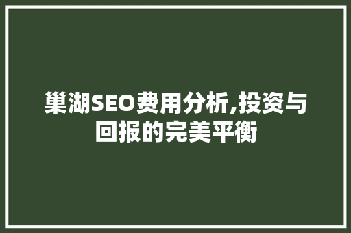巢湖SEO费用分析,投资与回报的完美平衡 seo技术