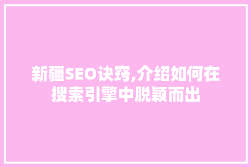 新疆SEO诀窍,介绍如何在搜索引擎中脱颖而出 seo技术
