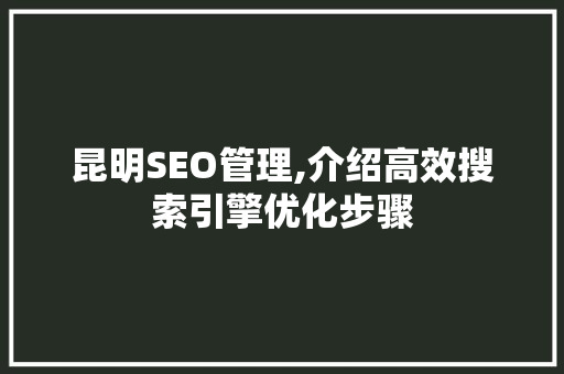 昆明SEO管理,介绍高效搜索引擎优化步骤 搜狗优化