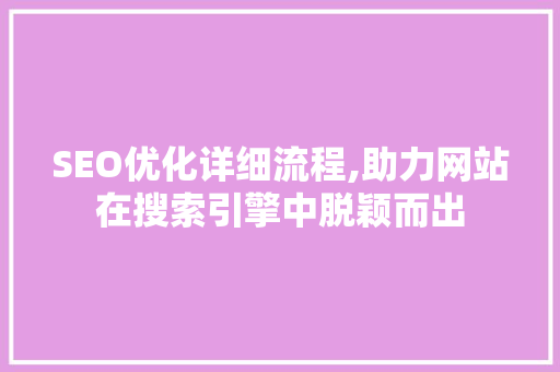 SEO优化详细流程,助力网站在搜索引擎中脱颖而出