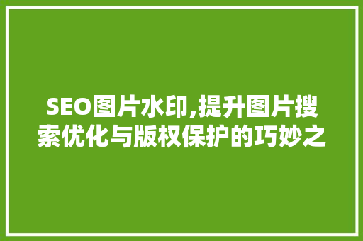 SEO图片水印,提升图片搜索优化与版权保护的巧妙之路