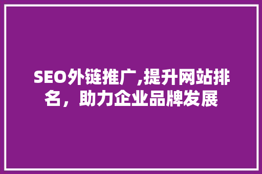 SEO外链推广,提升网站排名，助力企业品牌发展