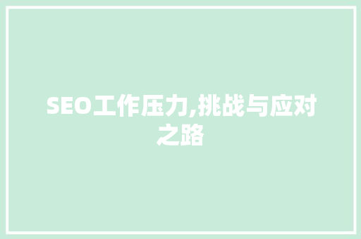 SEO工作压力,挑战与应对之路