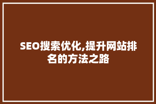 SEO搜索优化,提升网站排名的方法之路