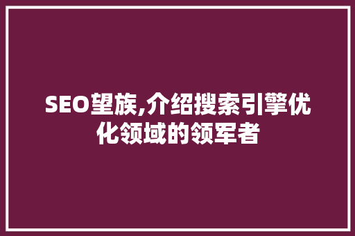 SEO望族,介绍搜索引擎优化领域的领军者 英文谷歌算法