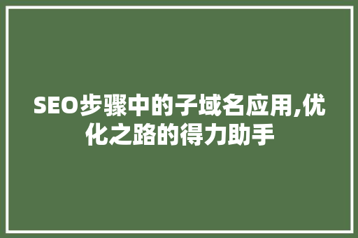 SEO步骤中的子域名应用,优化之路的得力助手