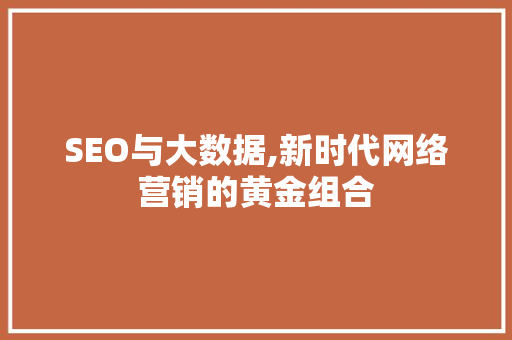 SEO与大数据,新时代网络营销的黄金组合