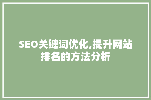 SEO关键词优化,提升网站排名的方法分析 英文谷歌算法