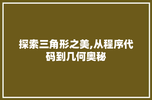 探索三角形之美,从程序代码到几何奥秘