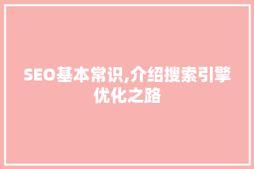 SEO基本常识,介绍搜索引擎优化之路