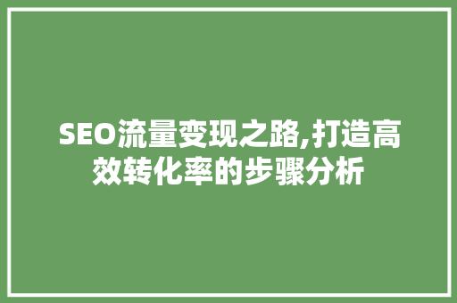 SEO流量变现之路,打造高效转化率的步骤分析
