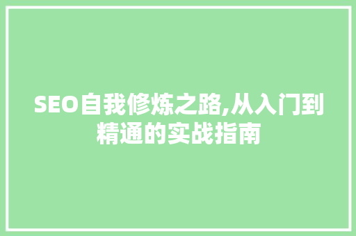SEO自我修炼之路,从入门到精通的实战指南
