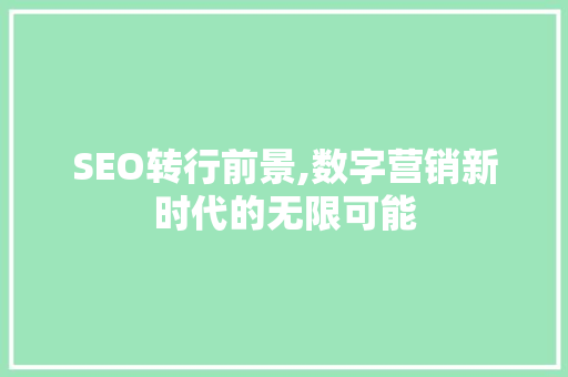SEO转行前景,数字营销新时代的无限可能