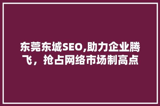 东莞东城SEO,助力企业腾飞，抢占网络市场制高点