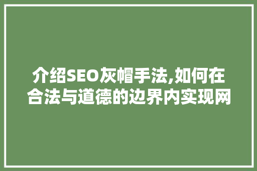 介绍SEO灰帽手法,如何在合法与道德的边界内实现网站优化