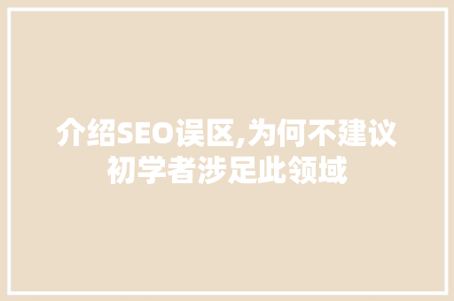 介绍SEO误区,为何不建议初学者涉足此领域 AI技术学习