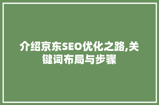 介绍京东SEO优化之路,关键词布局与步骤