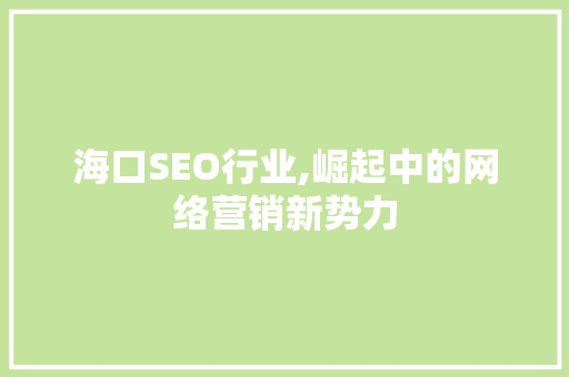 海口SEO行业,崛起中的网络营销新势力