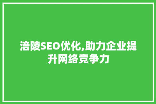 涪陵SEO优化,助力企业提升网络竞争力 英文谷歌算法