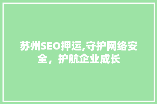 苏州SEO押运,守护网络安全，护航企业成长