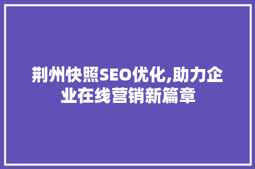 荆州快照SEO优化,助力企业在线营销新篇章 百度算法