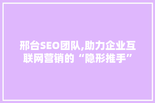 邢台SEO团队,助力企业互联网营销的“隐形推手”