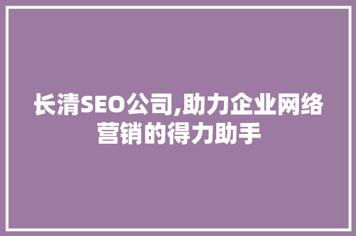 长清SEO公司,助力企业网络营销的得力助手