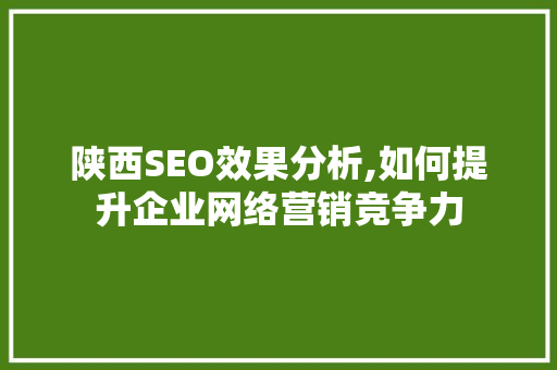 陕西SEO效果分析,如何提升企业网络营销竞争力 seo技术