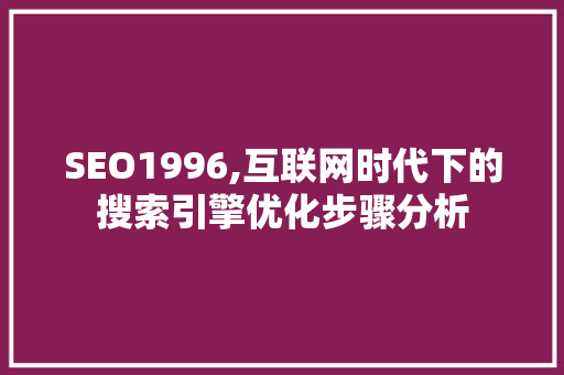 SEO1996,互联网时代下的搜索引擎优化步骤分析