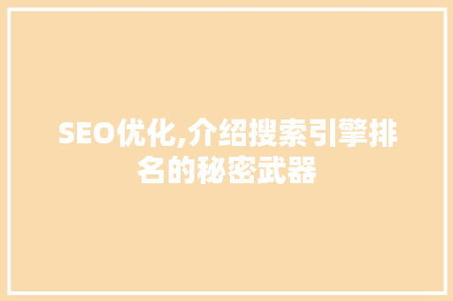 SEO优化,介绍搜索引擎排名的秘密武器