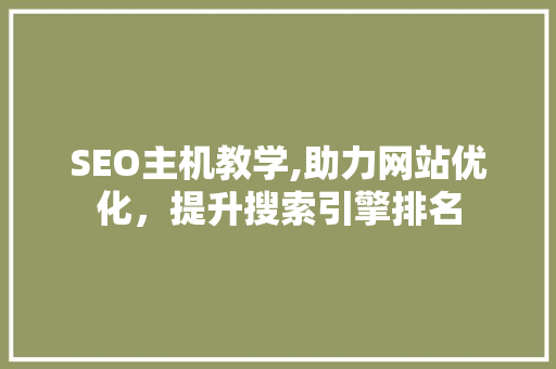 SEO主机教学,助力网站优化，提升搜索引擎排名