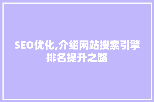SEO优化,介绍网站搜索引擎排名提升之路