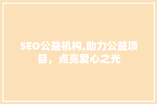 SEO公益机构,助力公益项目，点亮爱心之光