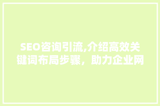 SEO咨询引流,介绍高效关键词布局步骤，助力企业网络营销