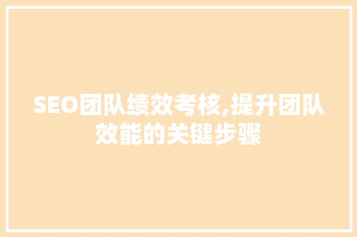 SEO团队绩效考核,提升团队效能的关键步骤