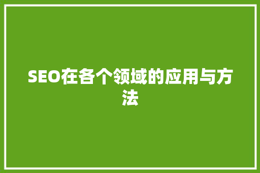 SEO在各个领域的应用与方法