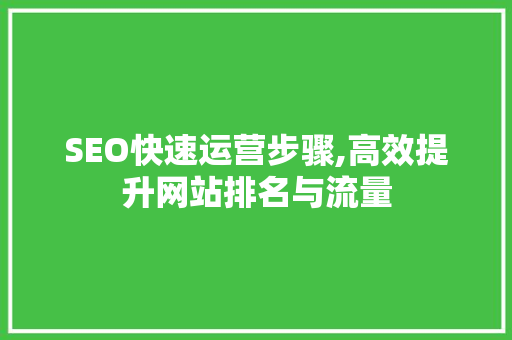SEO快速运营步骤,高效提升网站排名与流量
