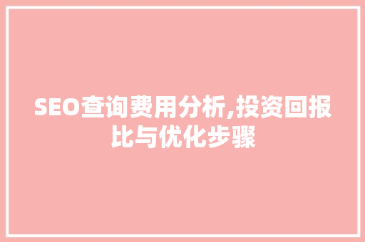 SEO查询费用分析,投资回报比与优化步骤
