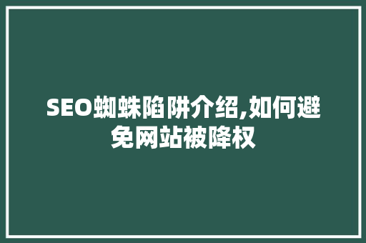 SEO蜘蛛陷阱介绍,如何避免网站被降权