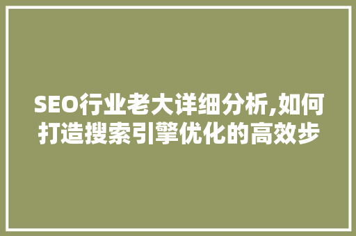 SEO行业老大详细分析,如何打造搜索引擎优化的高效步骤 小程序开发