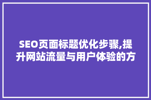 SEO页面标题优化步骤,提升网站流量与用户体验的方法 英文谷歌算法