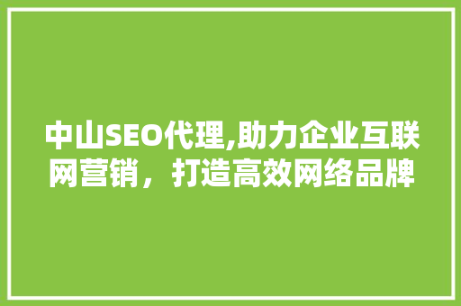中山SEO代理,助力企业互联网营销，打造高效网络品牌