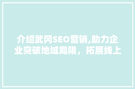 介绍武冈SEO营销,助力企业突破地域局限，拓展线上市场 小程序开发