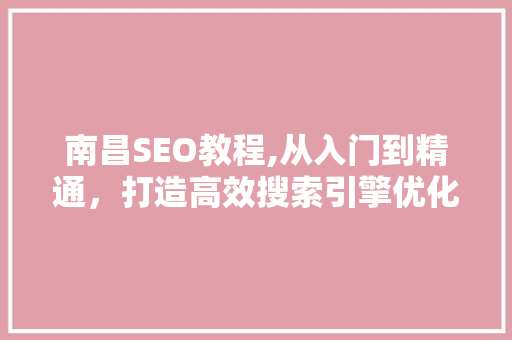 南昌SEO教程,从入门到精通，打造高效搜索引擎优化步骤