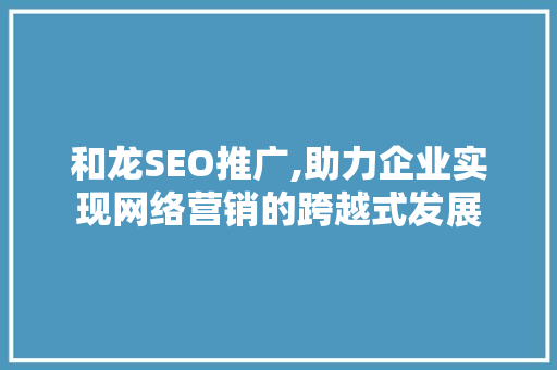 和龙SEO推广,助力企业实现网络营销的跨越式发展