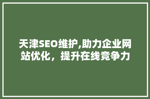 天津SEO维护,助力企业网站优化，提升在线竞争力